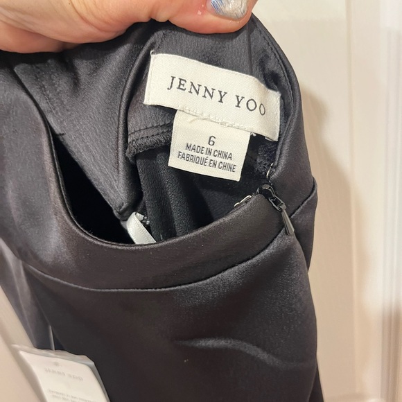 Jenny Yoo Black Luxe Satin Halter Neck Low Back Nicole Gown - Picture 8 of 13